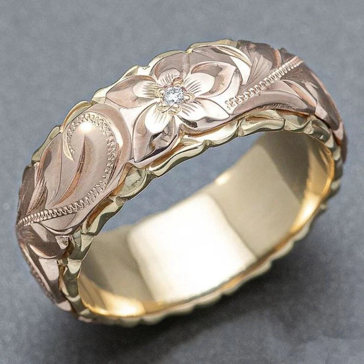 Vintage roze bloemenring