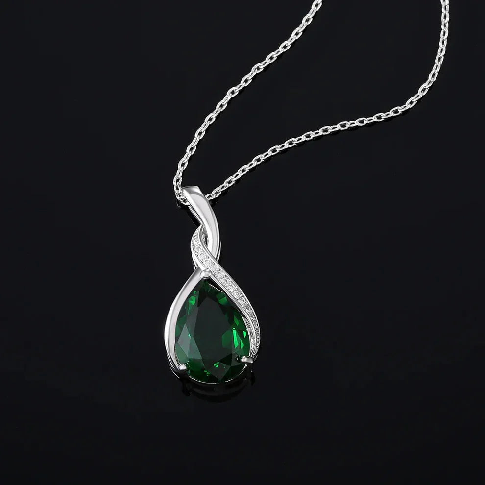 Zilveren groene kristallen hanger ketting