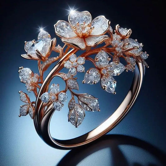 Elegante vintage bloemenring