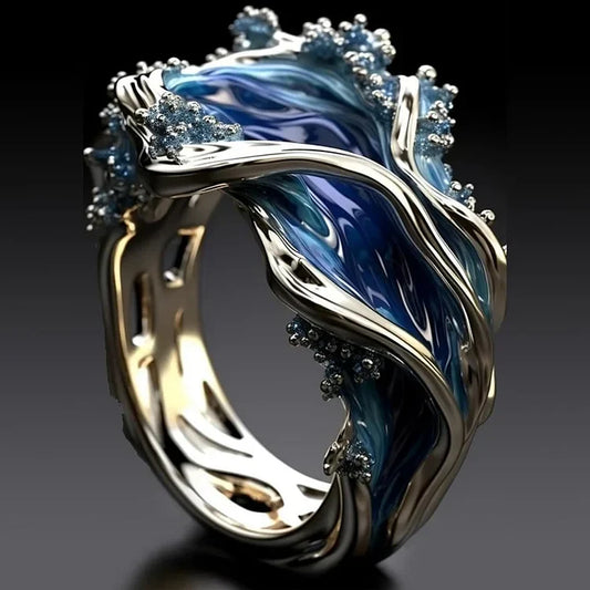 Vintage oceaan golvende ring
