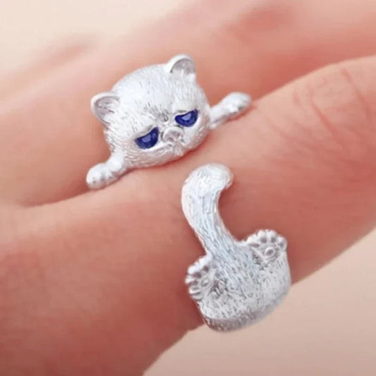 Schattige kat verstelbare ring