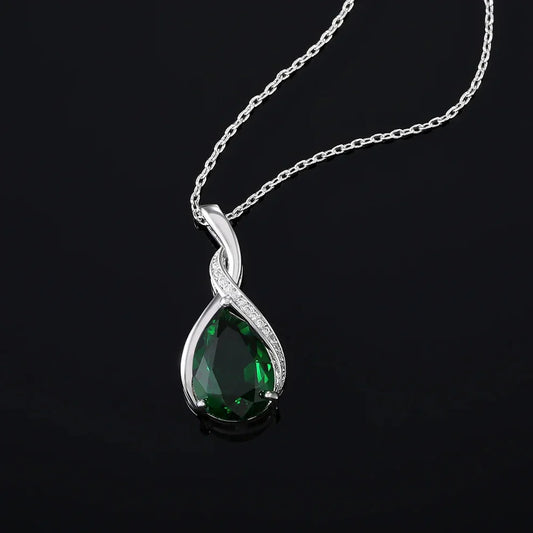 Zilveren groene kristallen hanger ketting