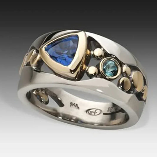 Vintage blauwe kristallen ring